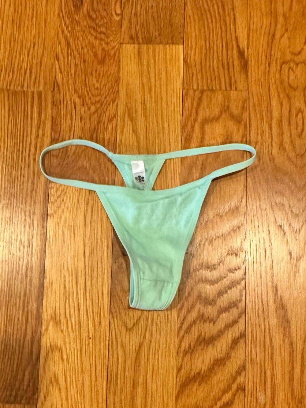 American Apparel Light Green Aqua Cotton Thong Bikini Bottom Panties 0 XS